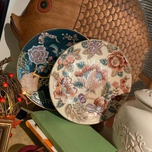 Vintage 2pc set of Andrea hand painted plate by Sadek! Stunning